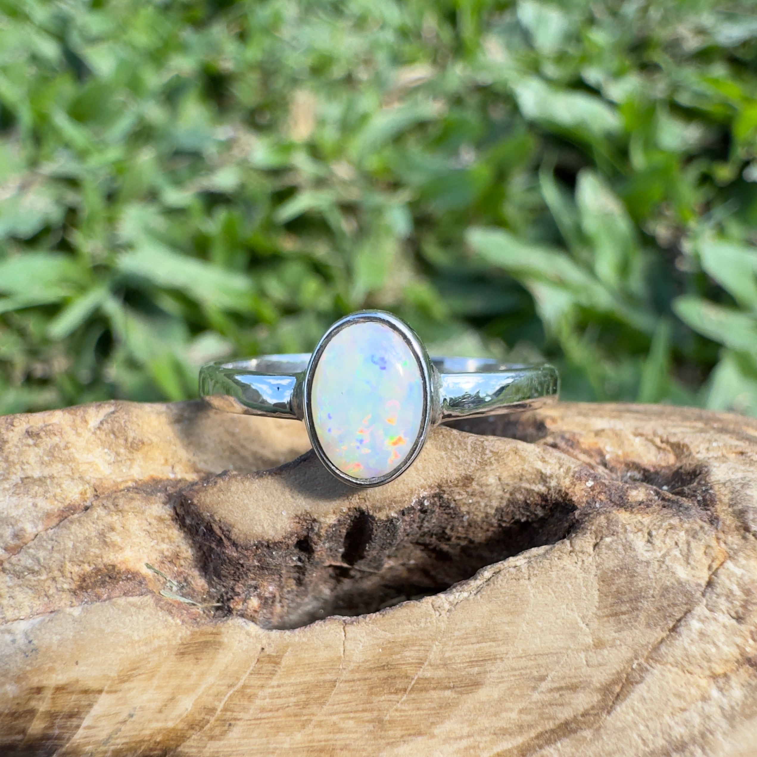 0.7ct Lightning Ridge Opal Ring ~ 'Kata Tjuta Fire' | 925 Sterling Silver | Solid Australian Opal