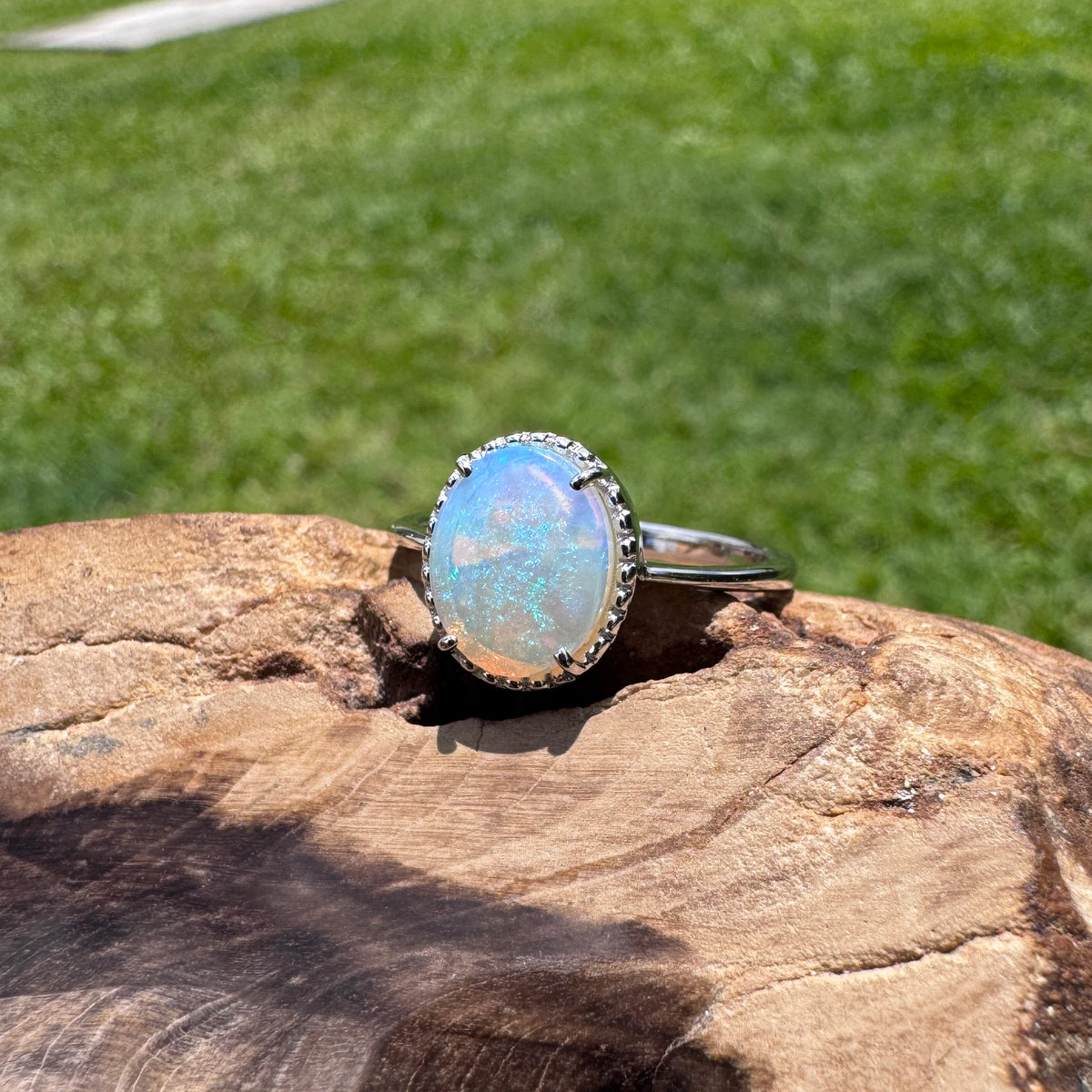 1.5ct Coober Pedy Opal Ring ~ 'Lake Mungo Glow' | 925 Sterling Silver | Solid Australian Opal