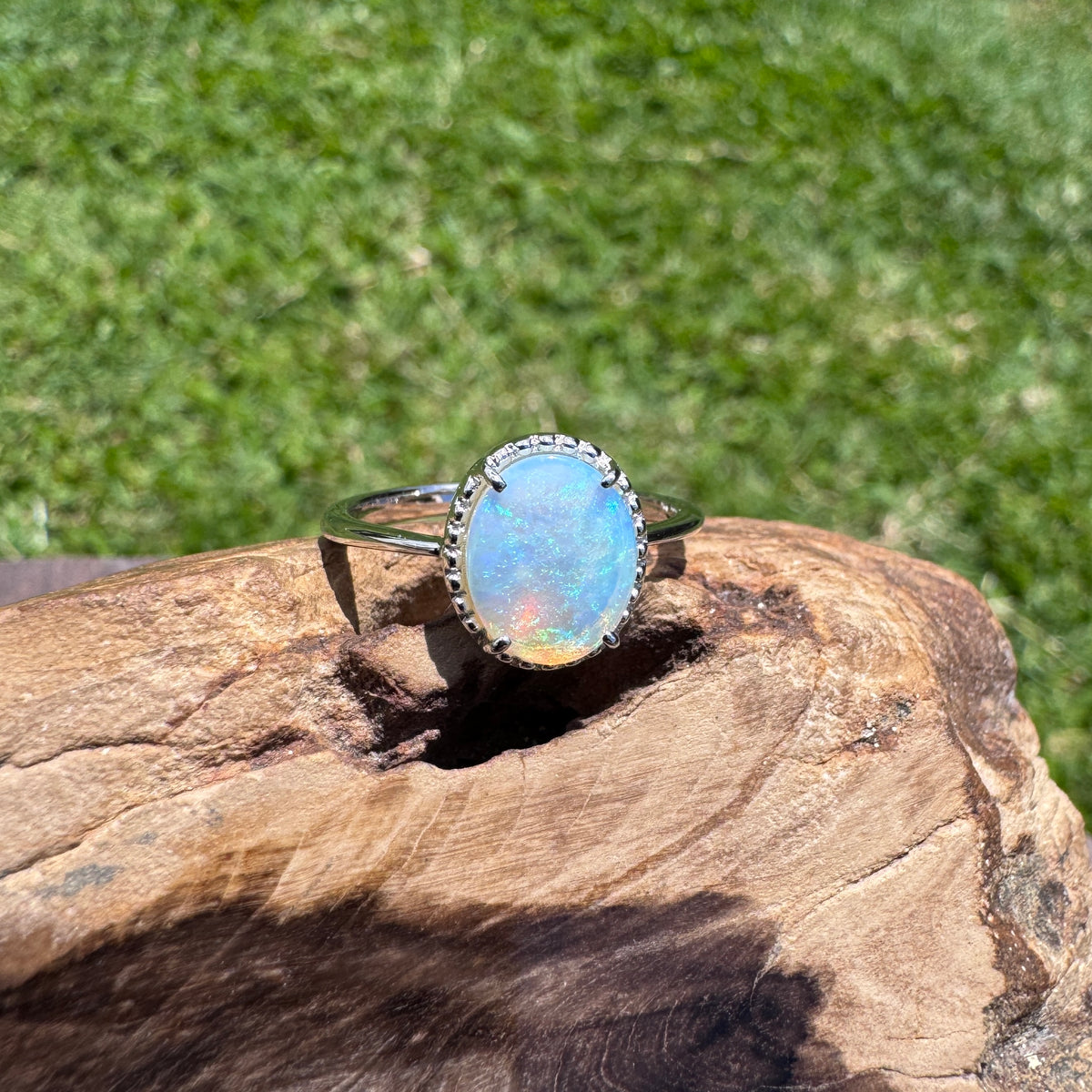 1.5ct Coober Pedy Opal Ring ~ 'Lake Mungo Glow' | 925 Sterling Silver | Solid Australian Opal