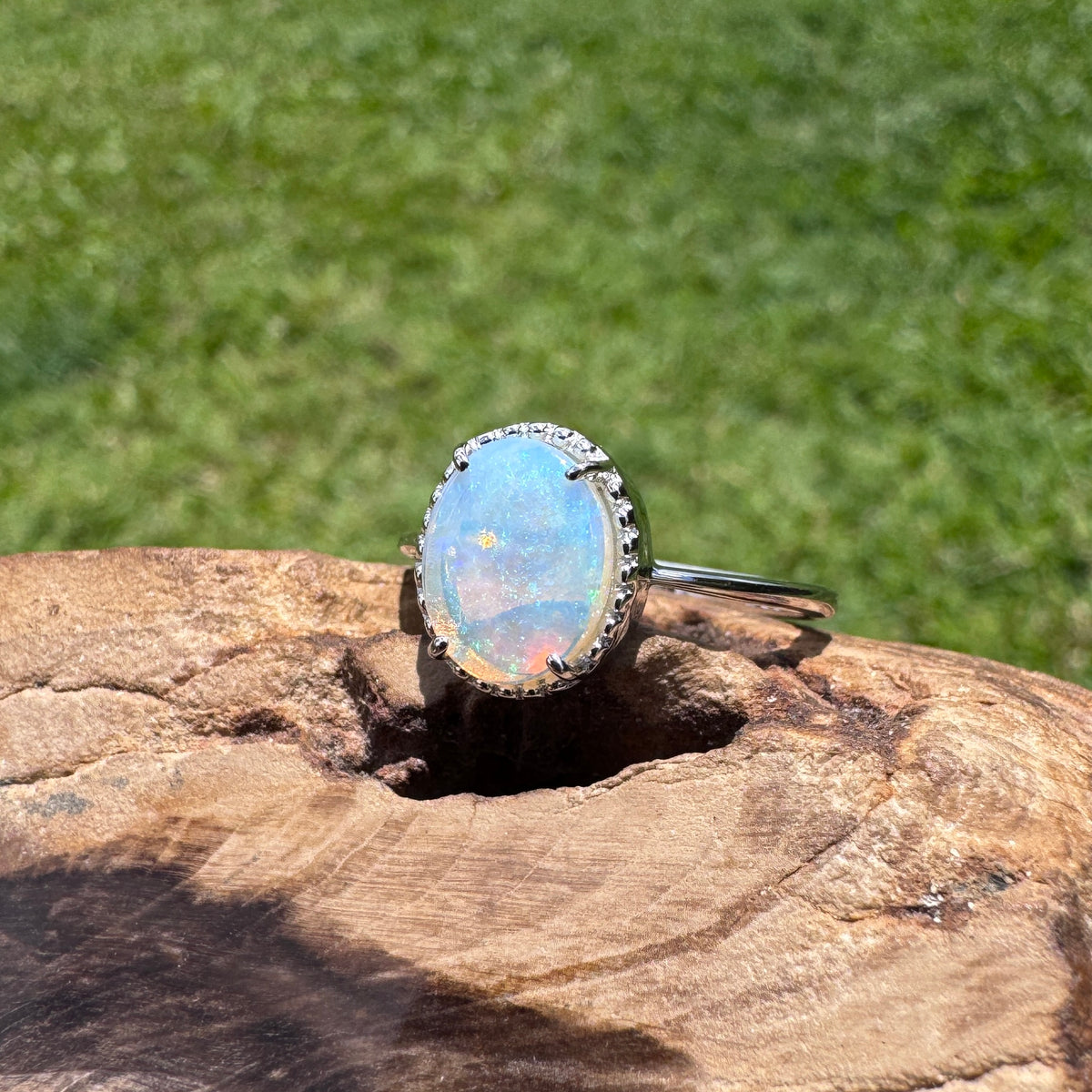 1.5ct Coober Pedy Opal Ring ~ 'Lake Mungo Glow' | 925 Sterling Silver | Solid Australian Opal