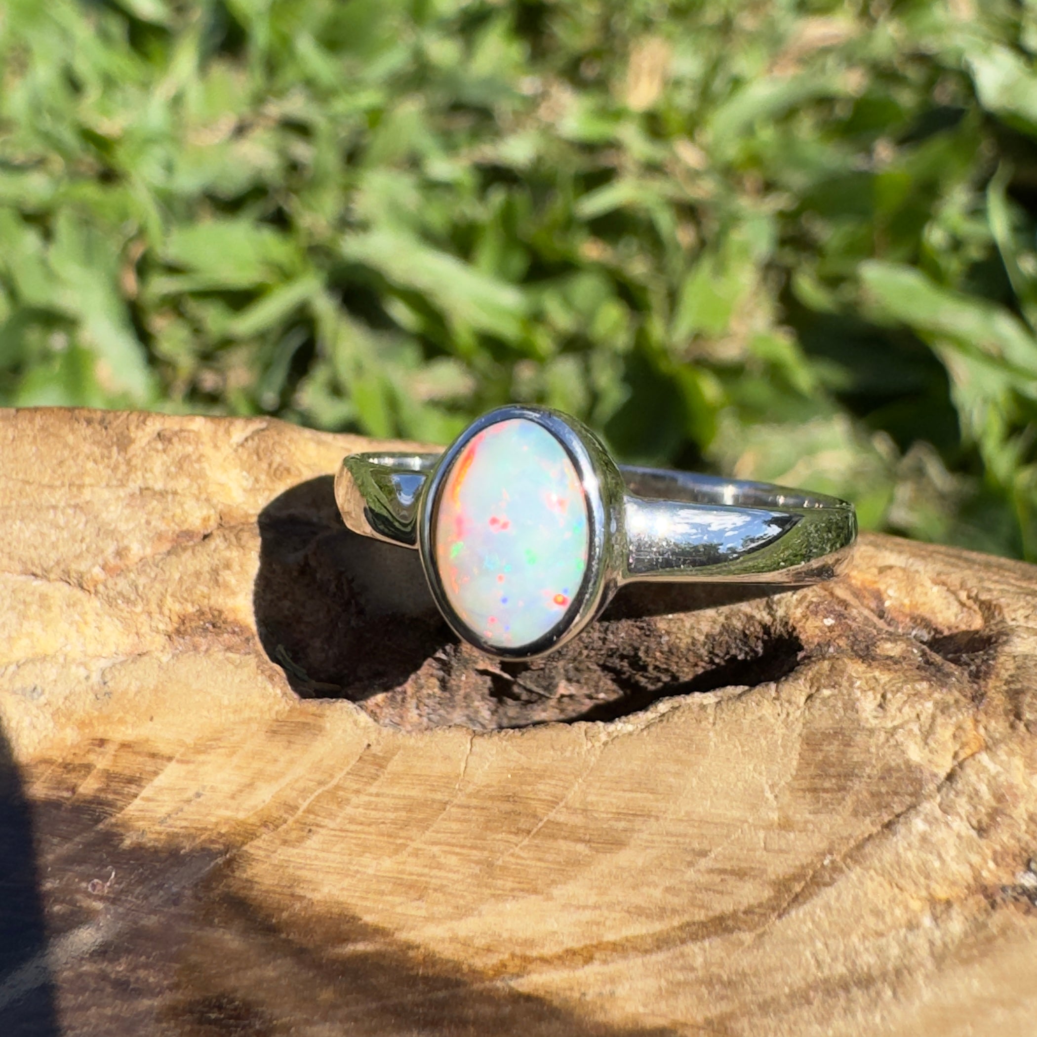 0.8ct Lightning Ridge Opal Ring ~ 'Southern Cross Shimmer' | 925 Sterling Silver | Solid Australian Opal