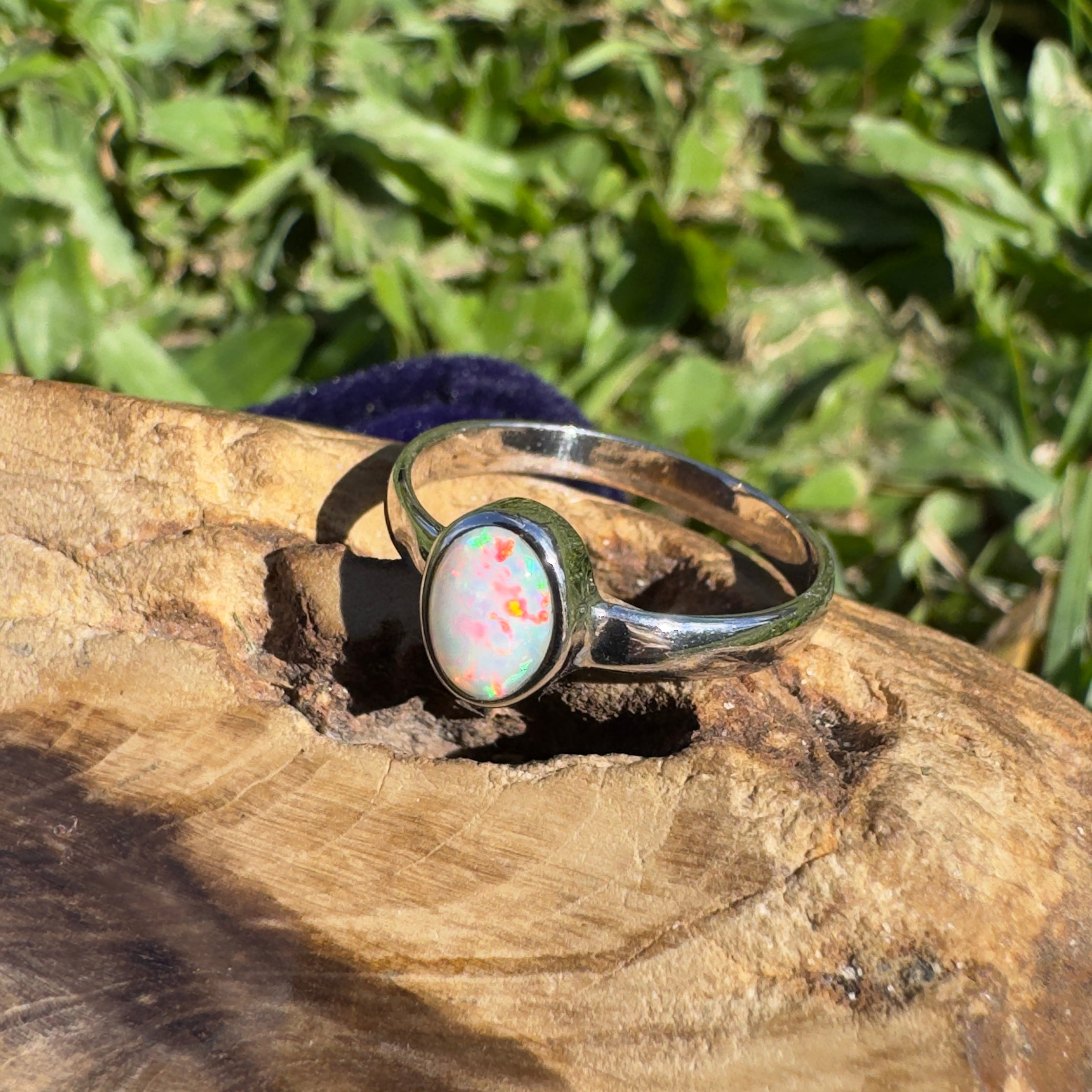 0.8ct Lightning Ridge Opal Ring ~ 'Southern Cross Shimmer' | 925 Sterling Silver | Solid Australian Opal