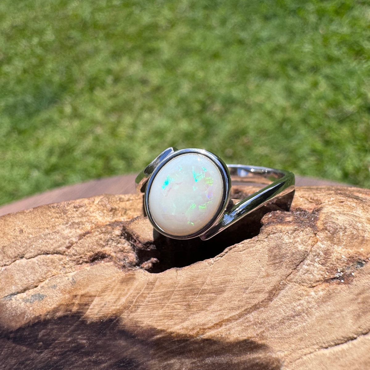 1.7ct Coober Pedy Opal Ring ~ 'Mornington Wave' | 925 Sterling Silver | Solid Australian Opal