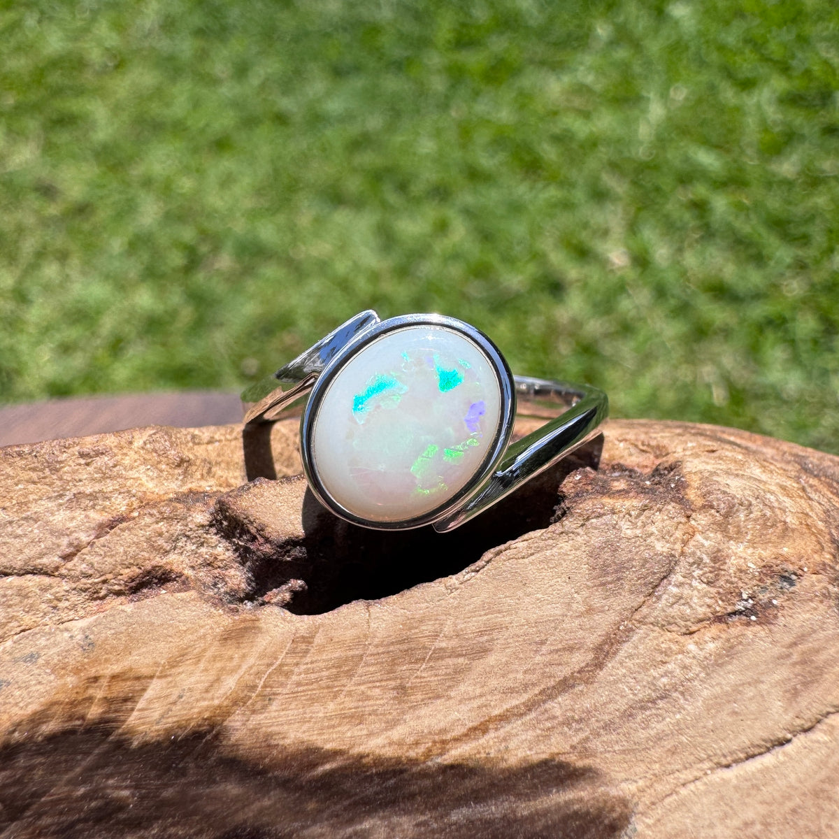 1.7ct Coober Pedy Opal Ring ~ 'Mornington Wave' | 925 Sterling Silver | Solid Australian Opal