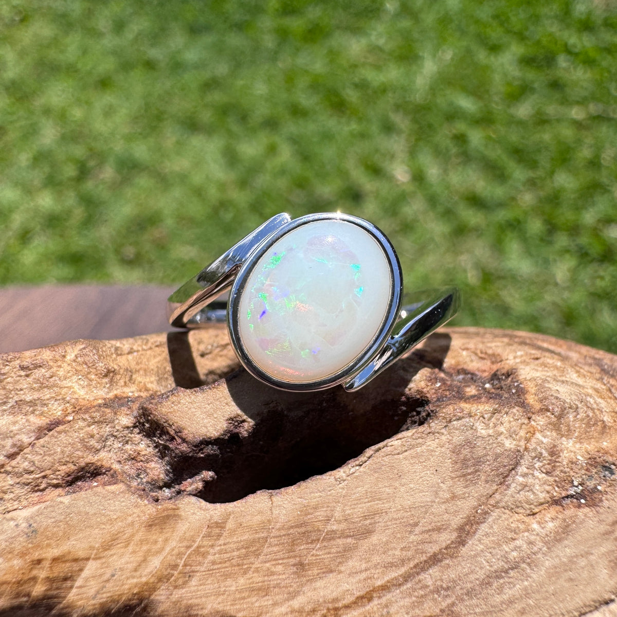 1.7ct Coober Pedy Opal Ring ~ 'Mornington Wave' | 925 Sterling Silver | Solid Australian Opal