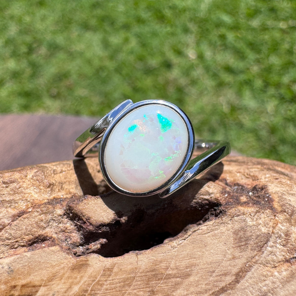 1.7ct Coober Pedy Opal Ring ~ 'Mornington Wave' | 925 Sterling Silver | Solid Australian Opal