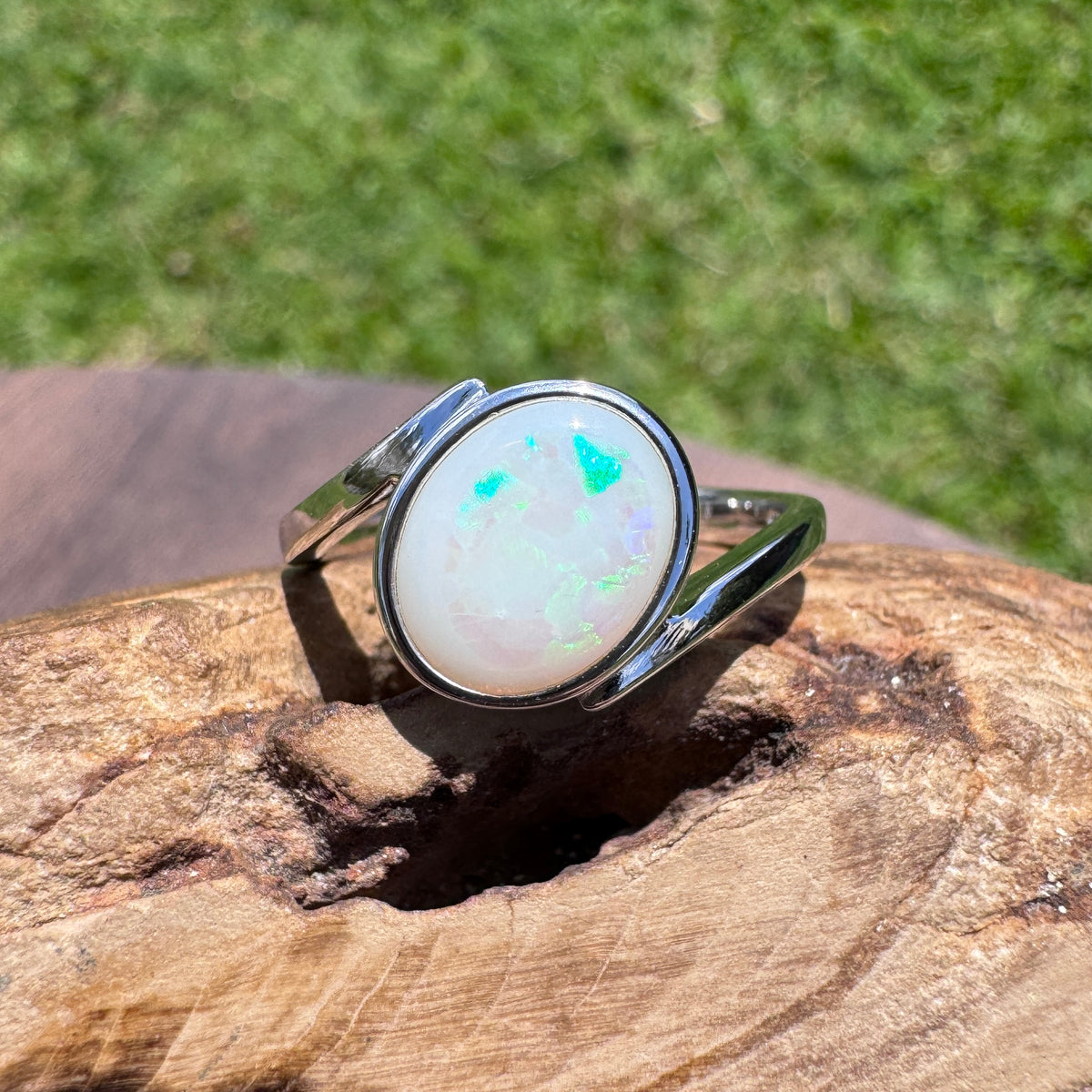 1.7ct Coober Pedy Opal Ring ~ 'Mornington Wave' | 925 Sterling Silver | Solid Australian Opal