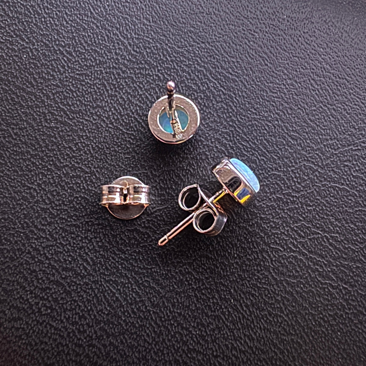 0.6ct Coober Pedy Crystal Opal Stud Earrings ~ 'Phillip Island Glow' | 925 Sterling Silver | Solid Australian Opal