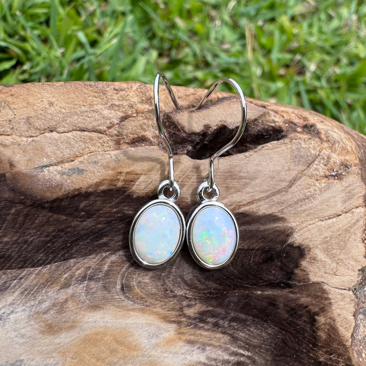 1ct Coober Pedy Opal Hook Earrings ~ 'Bunya Blossom' | 925 Sterling Silver | Solid Australian Opal