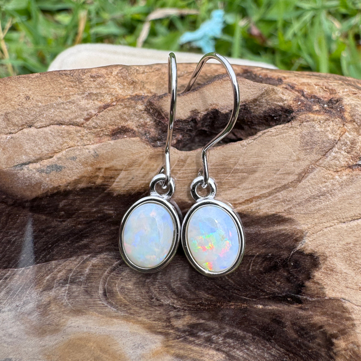 1ct Coober Pedy Opal Hook Earrings ~ 'Bunya Blossom' | 925 Sterling Silver | Solid Australian Opal