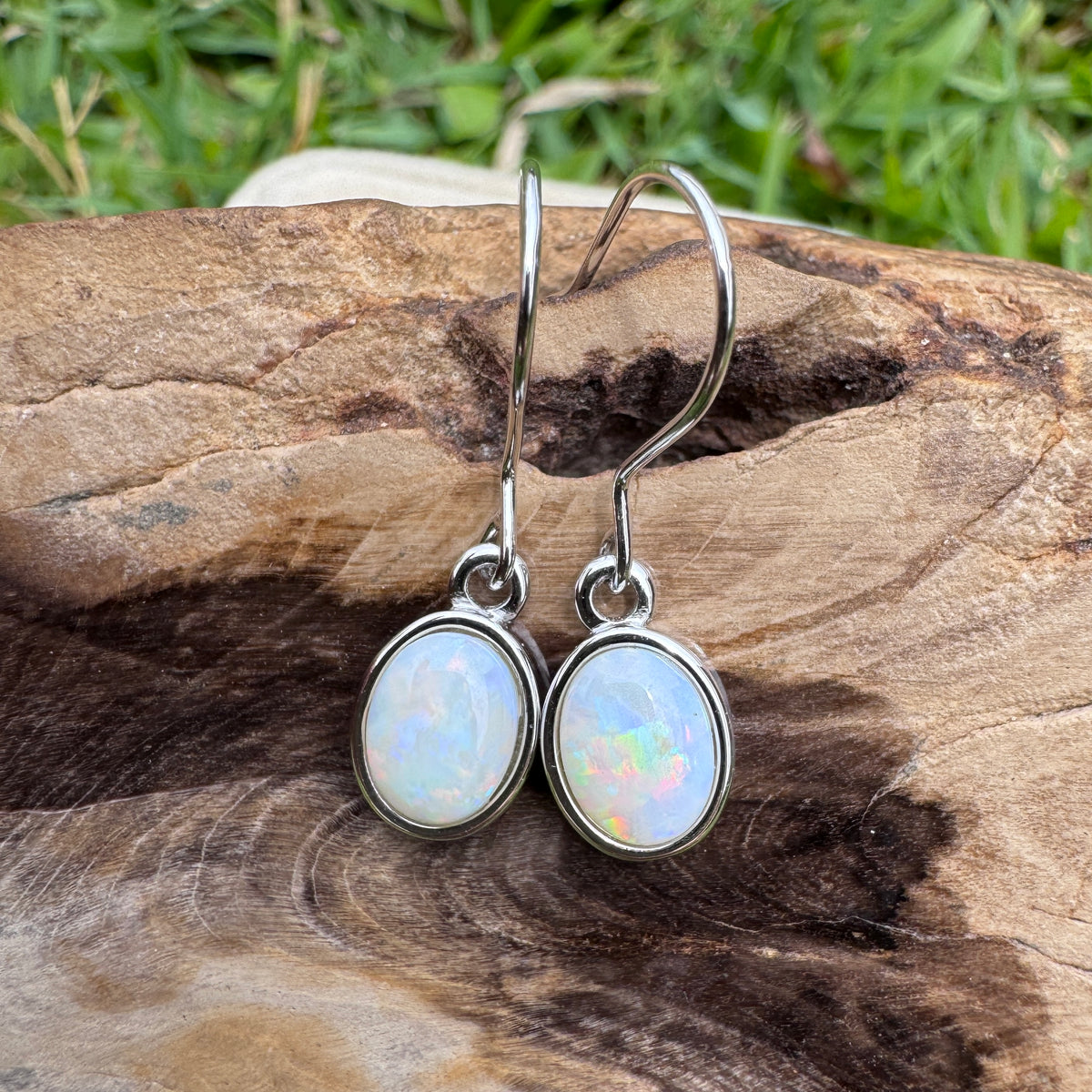 1ct Coober Pedy Opal Hook Earrings ~ 'Bunya Blossom' | 925 Sterling Silver | Solid Australian Opal