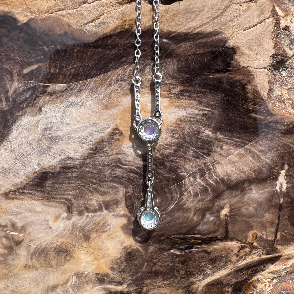 0.3ct Lightning Ridge Opal & Cubic Zirconia Pendant Necklace ~ 'Wilpena Twilight' | 925 Sterling Silver | Solid Australian Opal