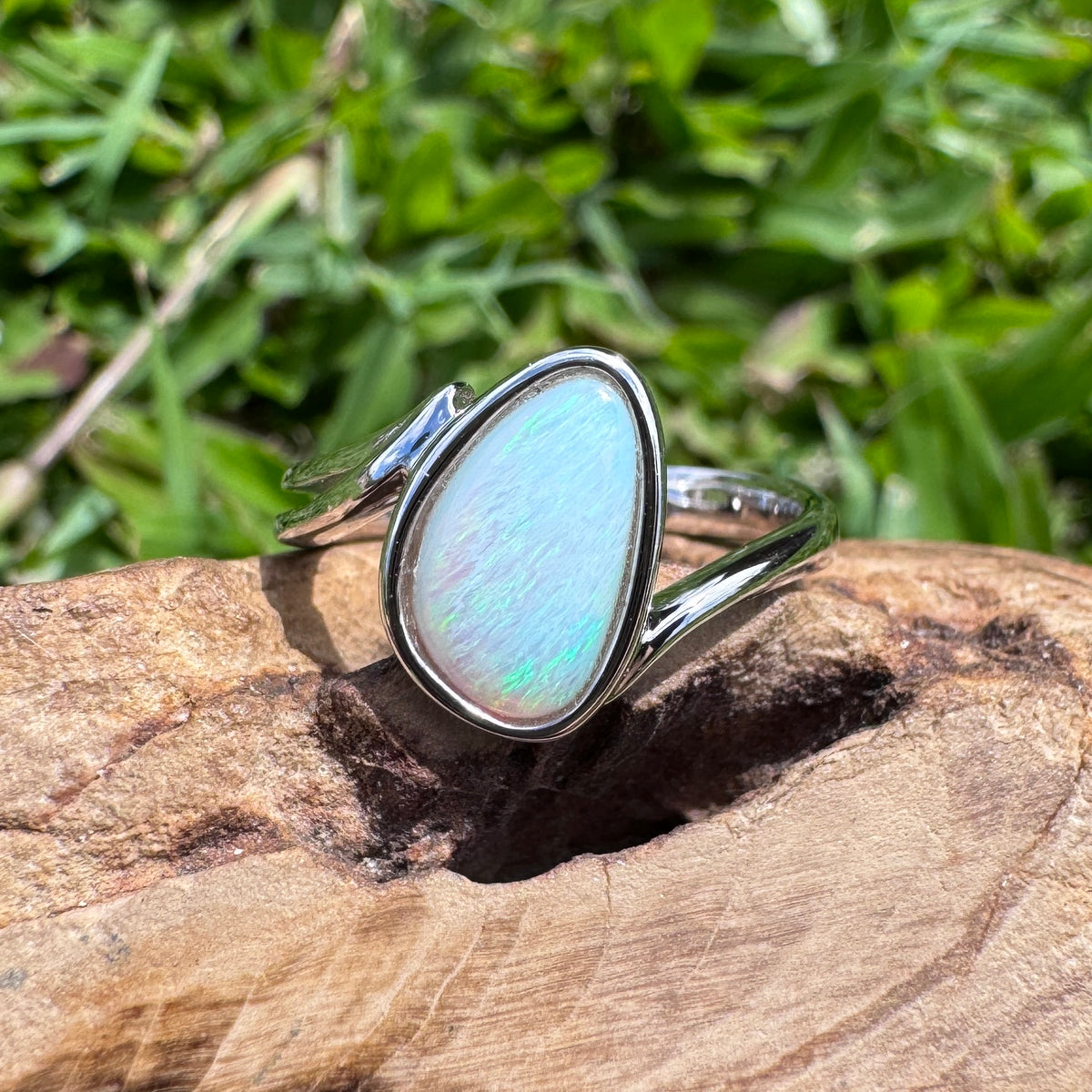 1.2ct Coober Pedy Opal Ring ~ 'Jurien Bay Blue' | 925 Sterling Silver | Solid Australian Opal