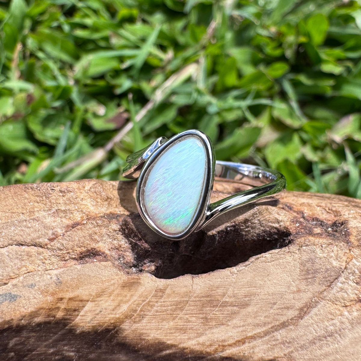 1.2ct Coober Pedy Opal Ring ~ 'Jurien Bay Blue' | 925 Sterling Silver | Solid Australian Opal