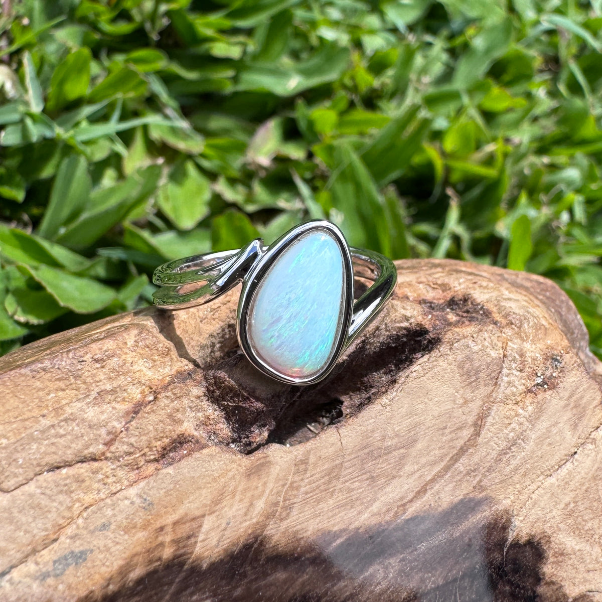 1.2ct Coober Pedy Opal Ring ~ 'Jurien Bay Blue' | 925 Sterling Silver | Solid Australian Opal