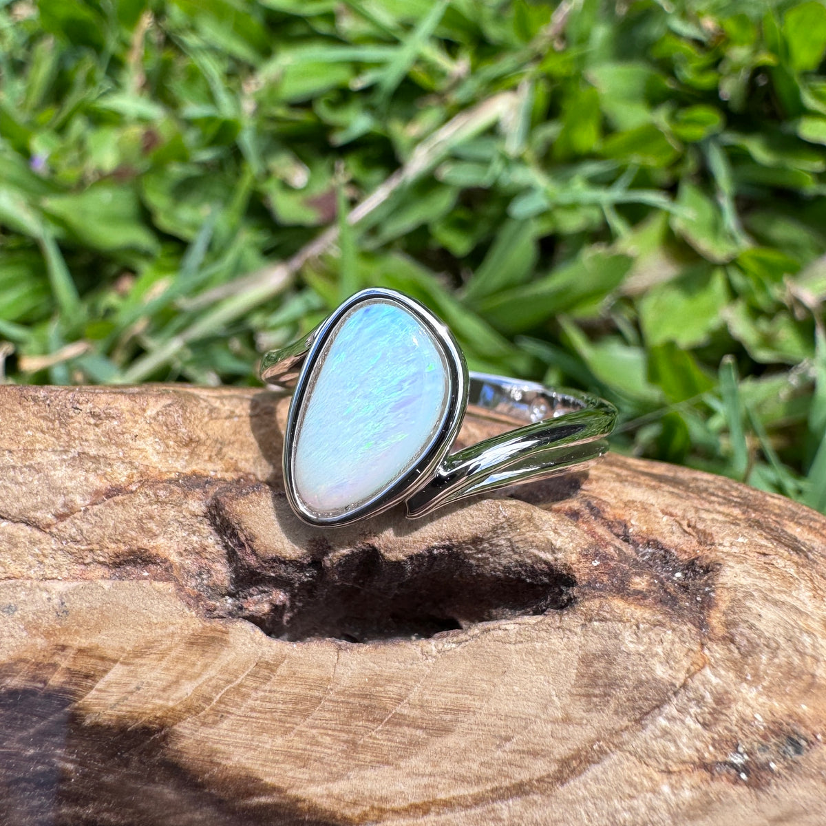 1.2ct Coober Pedy Opal Ring ~ 'Jurien Bay Blue' | 925 Sterling Silver | Solid Australian Opal