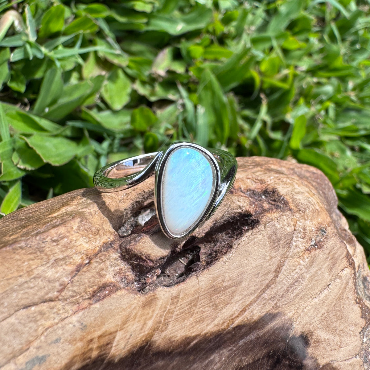 1.2ct Coober Pedy Opal Ring ~ 'Jurien Bay Blue' | 925 Sterling Silver | Solid Australian Opal