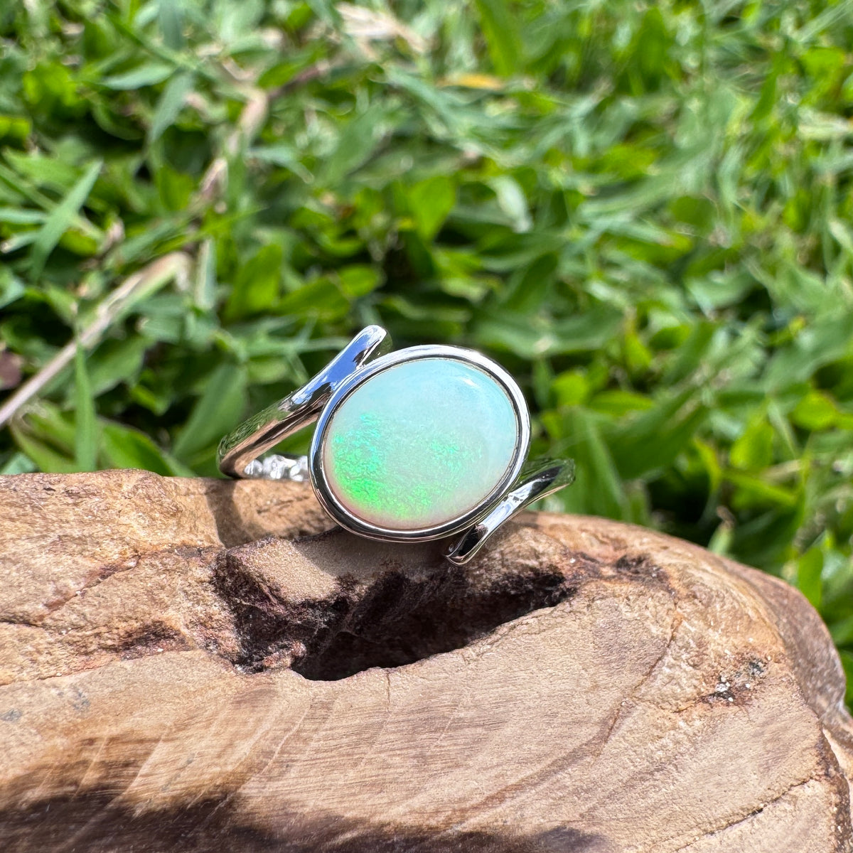 1.1ct Coober Pedy Opal Ring ~ 'Manly Wave' | 925 Sterling Silver | Solid Australian Opal