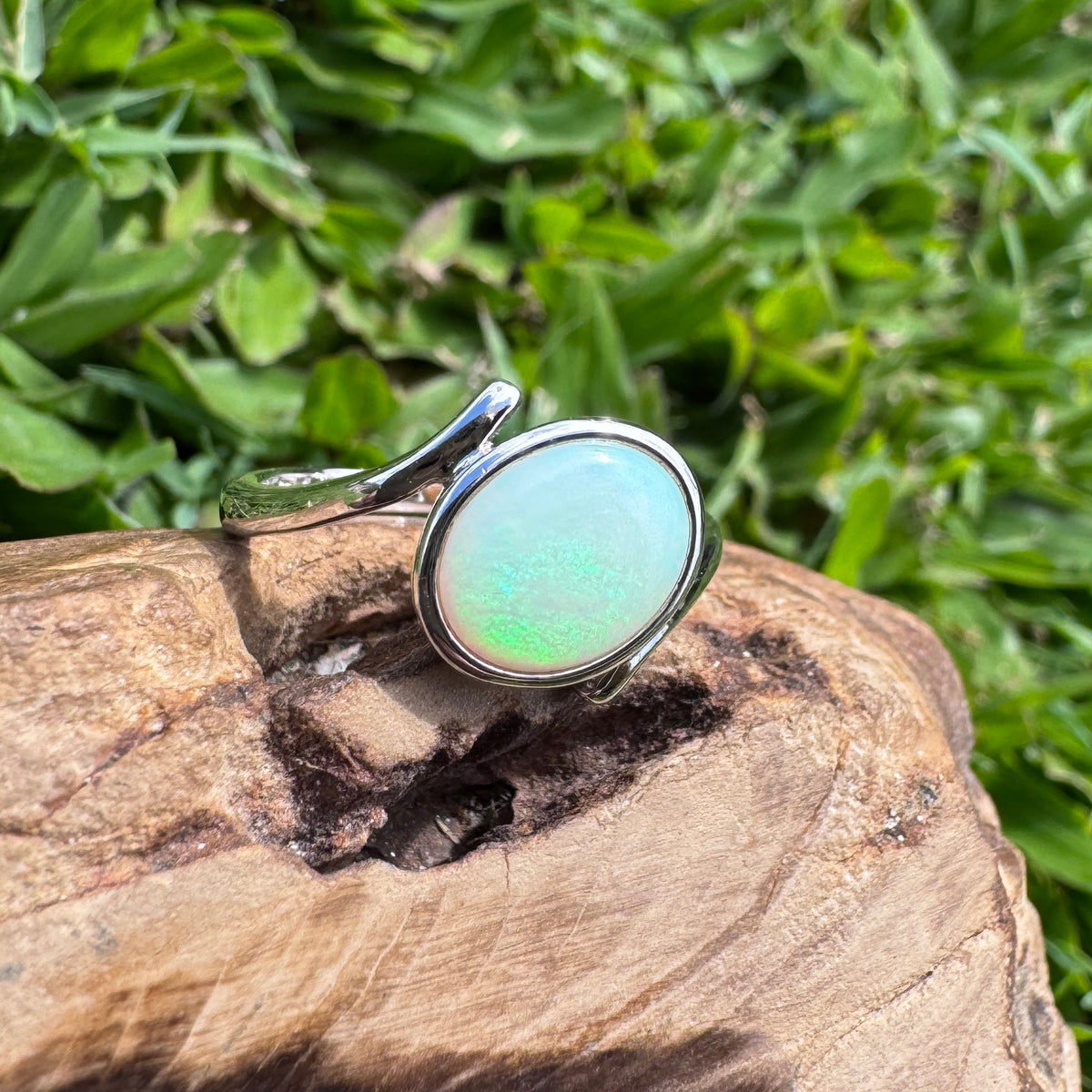 1.1ct Coober Pedy Opal Ring ~ 'Manly Wave' | 925 Sterling Silver | Solid Australian Opal