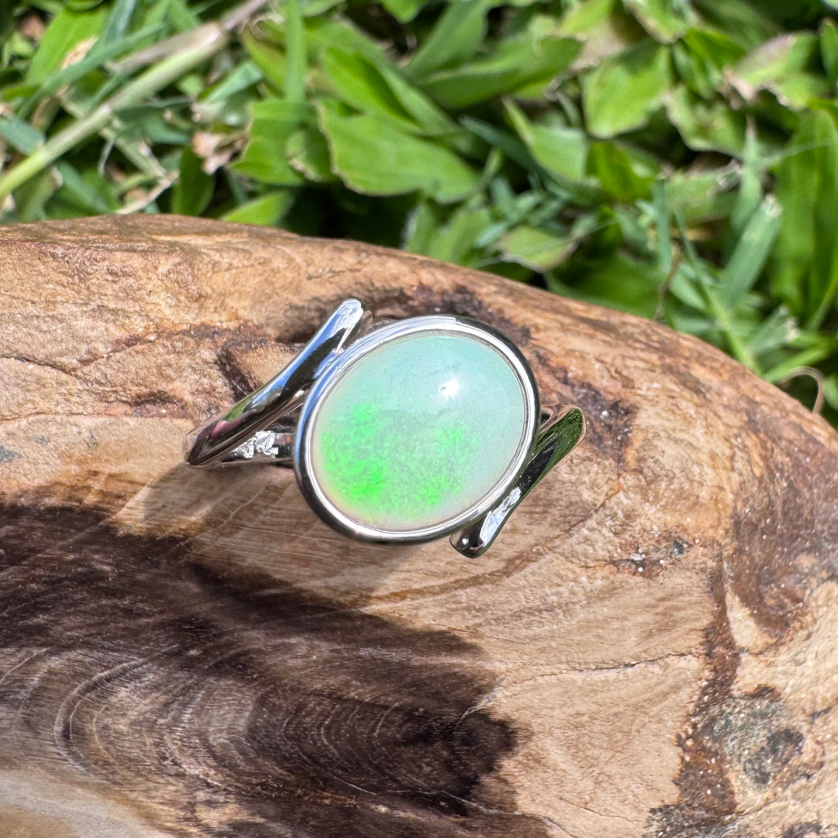 1.1ct Coober Pedy Opal Ring ~ 'Manly Wave' | 925 Sterling Silver | Solid Australian Opal