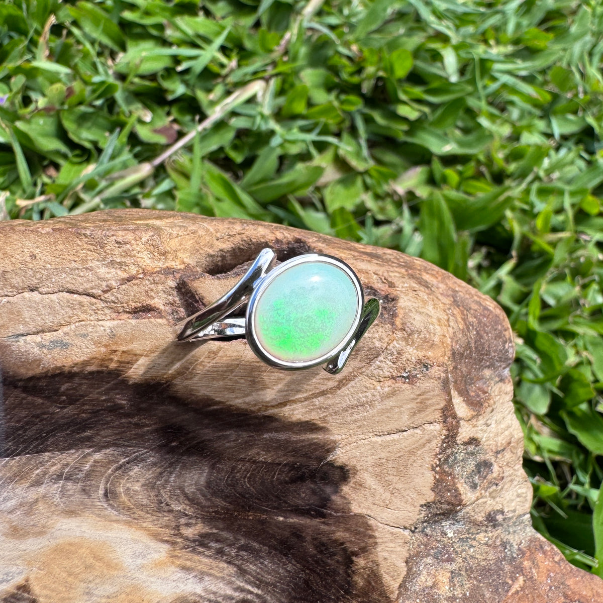 1.1ct Coober Pedy Opal Ring ~ 'Manly Wave' | 925 Sterling Silver | Solid Australian Opal
