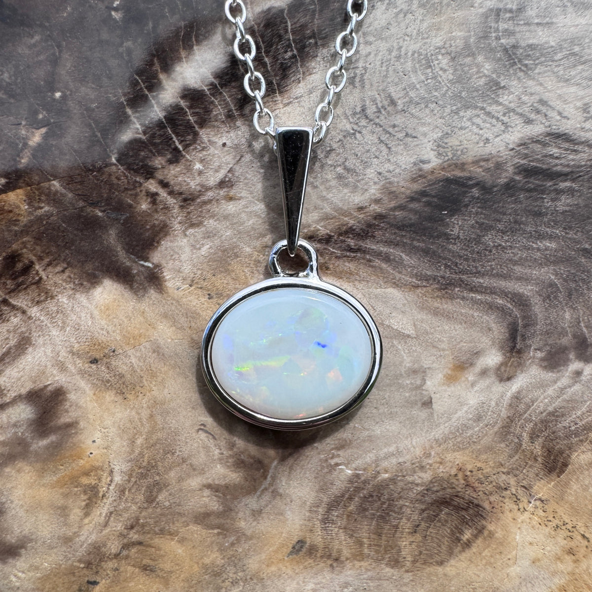 1.3ct Coober Pedy Opal Pendant Necklace ~ 'Ballarat Flicker' | 925 Sterling Silver | Solid Australian Opal