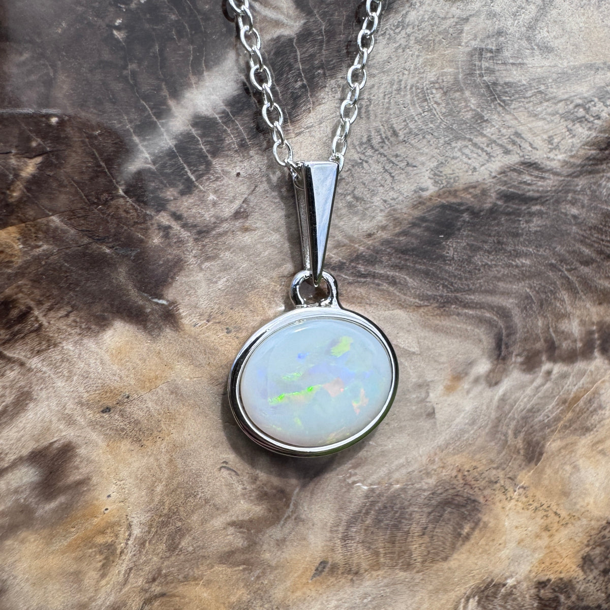 1.3ct Coober Pedy Opal Pendant Necklace ~ 'Ballarat Flicker' | 925 Sterling Silver | Solid Australian Opal