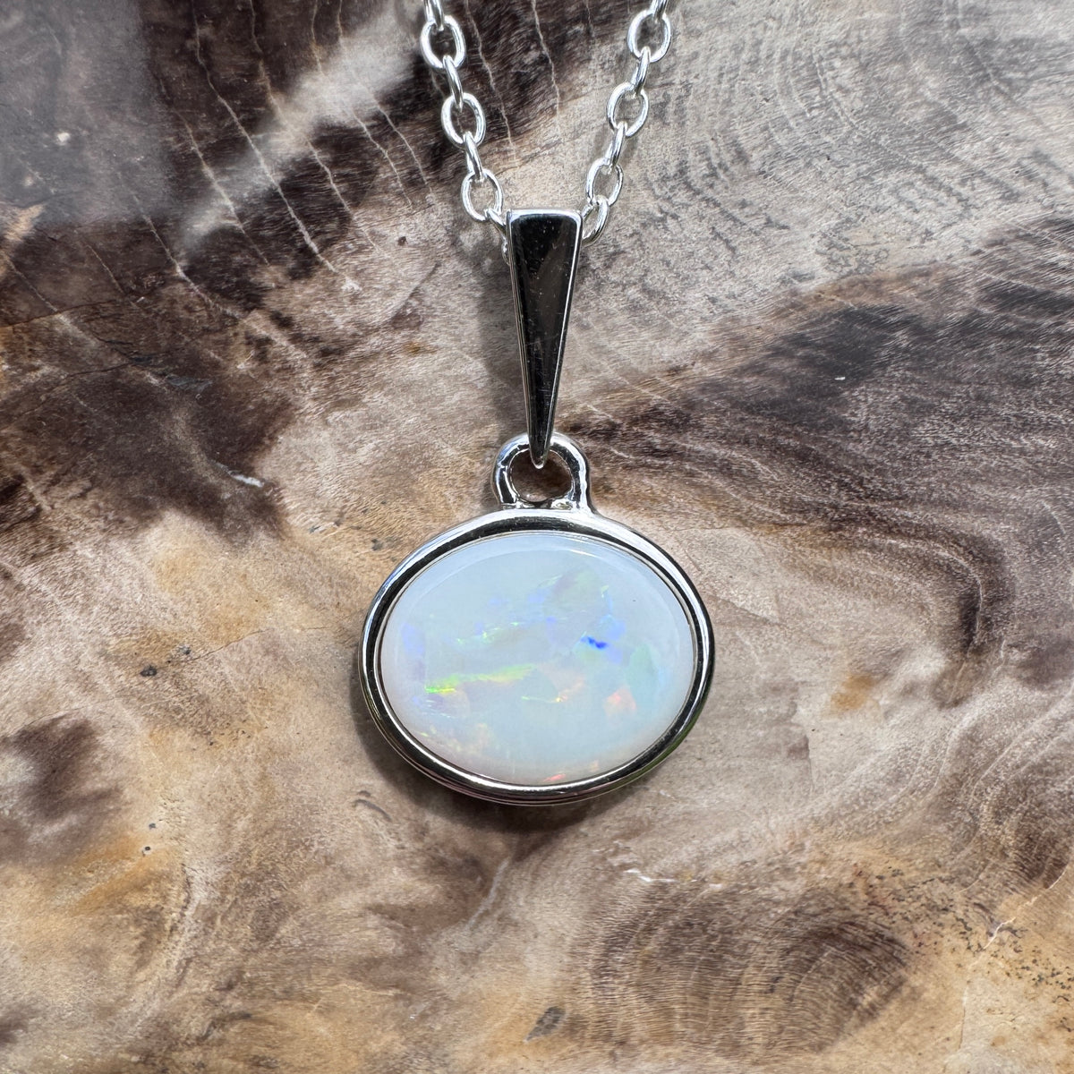 1.3ct Coober Pedy Opal Pendant Necklace ~ 'Ballarat Flicker' | 925 Sterling Silver | Solid Australian Opal