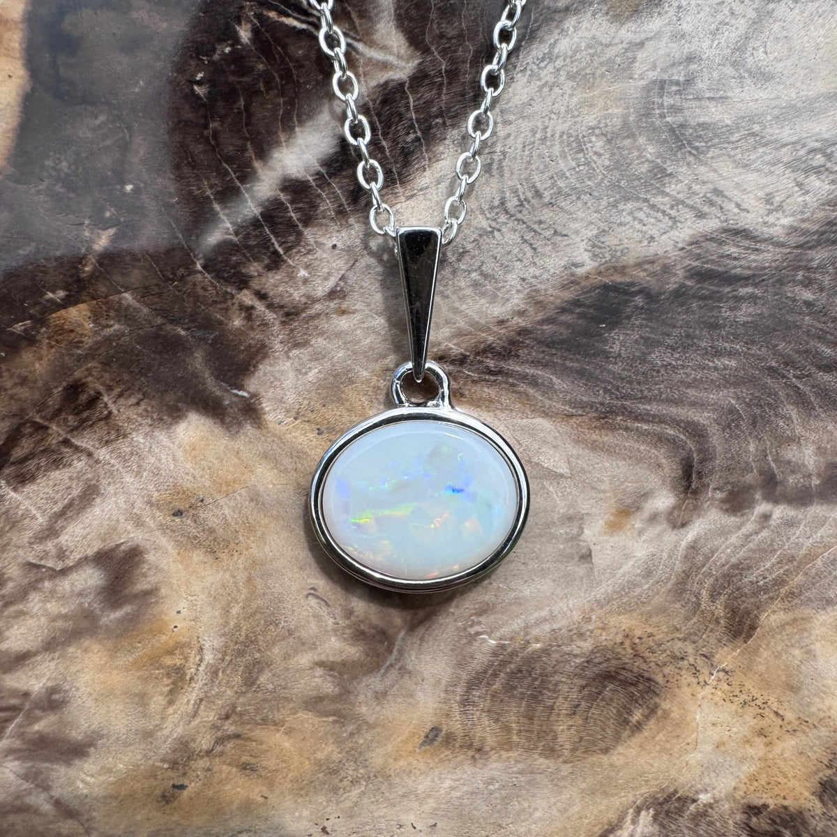 1.3ct Coober Pedy Opal Pendant Necklace ~ 'Ballarat Flicker' | 925 Sterling Silver | Solid Australian Opal