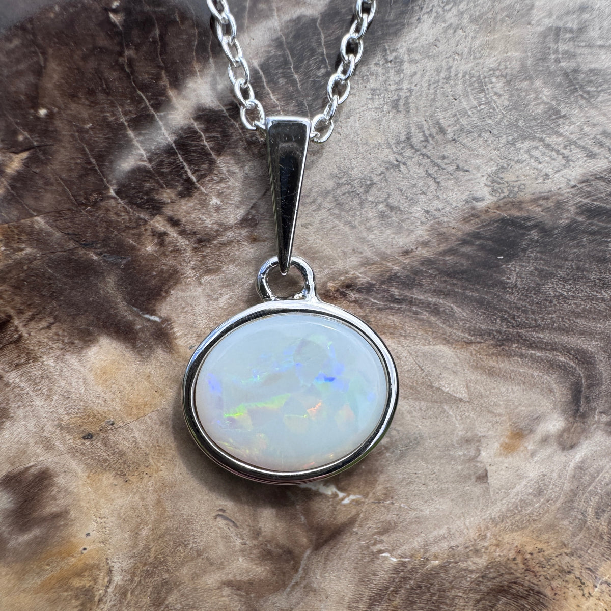 1.3ct Coober Pedy Opal Pendant Necklace ~ 'Ballarat Flicker' | 925 Sterling Silver | Solid Australian Opal