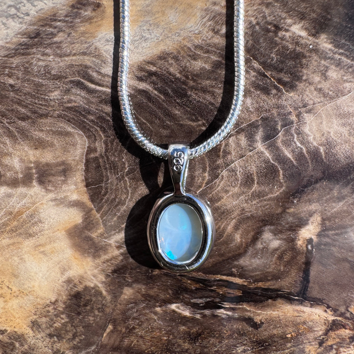 0.9ct Lightning Ridge Crystal Opal Pendant Necklace ~ 'Coffin Bay Crystal' | 925 Sterling Silver | Solid Australian Opal