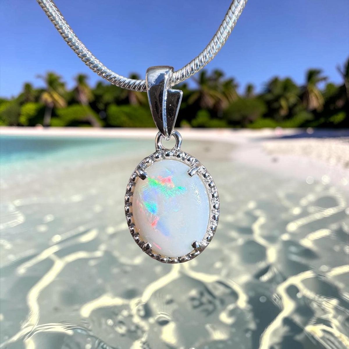 1.2ct Coober Pedy Opal Pendant Necklace ~ 'Moreton Bay Lace' | 925 Sterling Silver | Solid Australian Opal