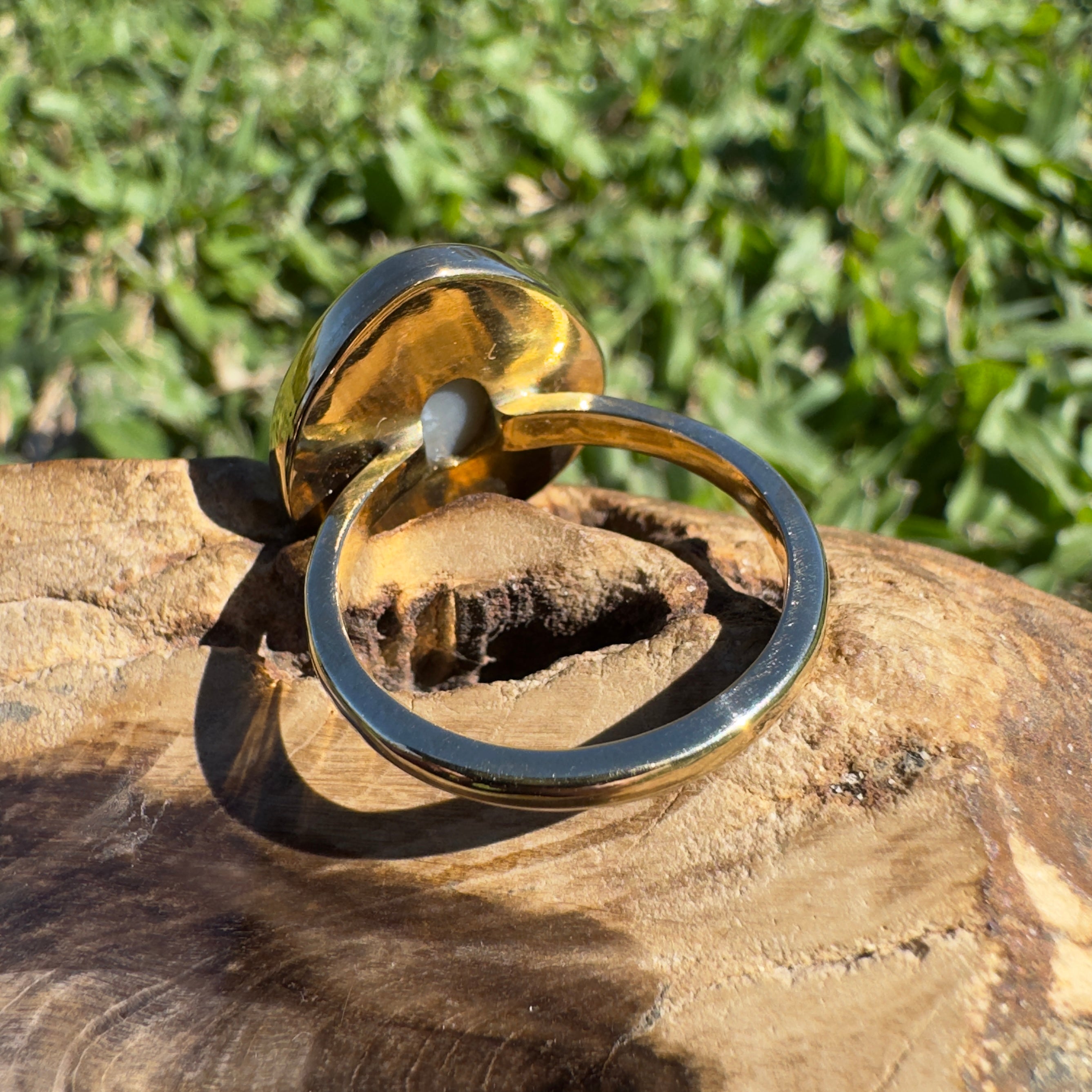 5.5ct Lightning Ridge Opal Ring ~ 'Uluru Greens' | 9ct Yellow Gold | Solid Australian Opal