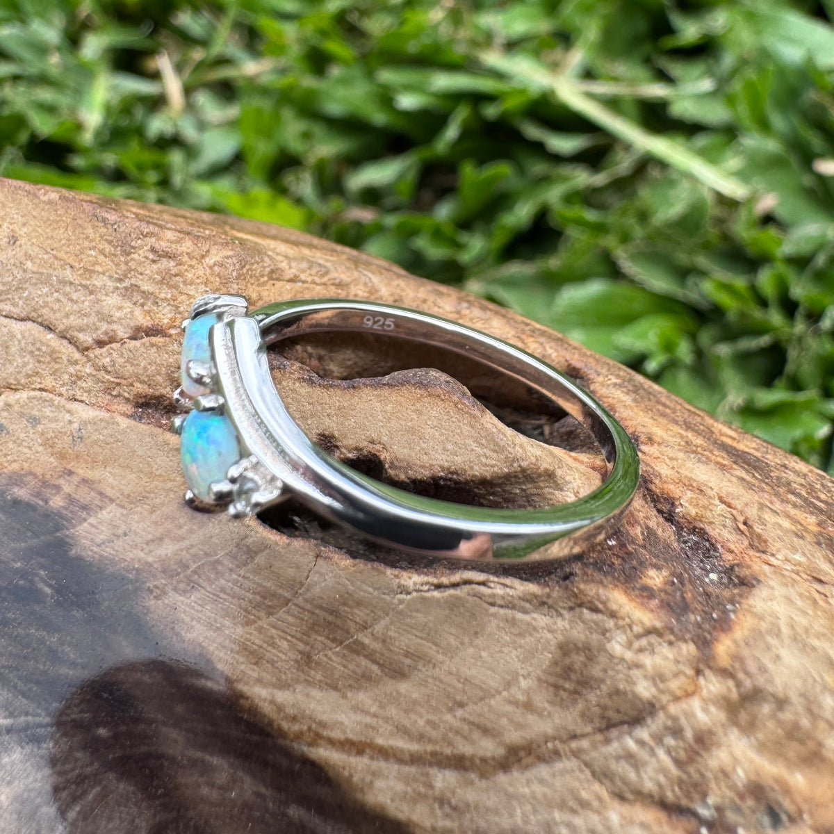 0.4ct Lightning Ridge Crystal Opal Ring ~ 'Phillip Island Twins' | 925 Sterling Silver | Solid Australian Opal