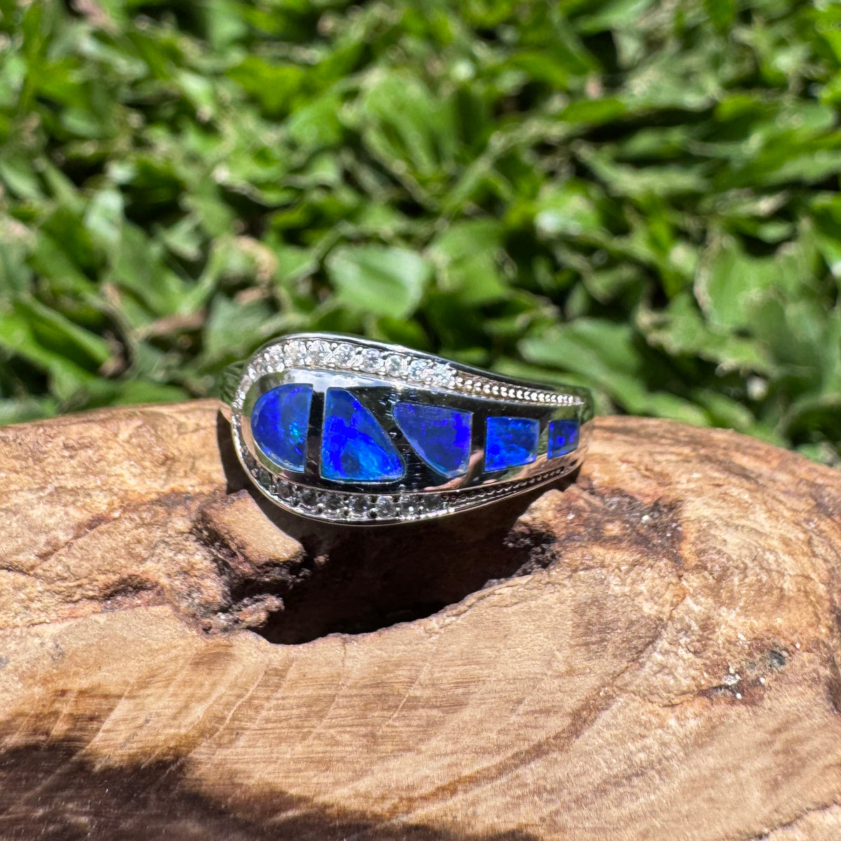 0.5ct Lightning Ridge Semi Black Opal Ring ~ 'Mount Kaputar Twilight' | 925 Sterling Silver | Solid Australian Opal