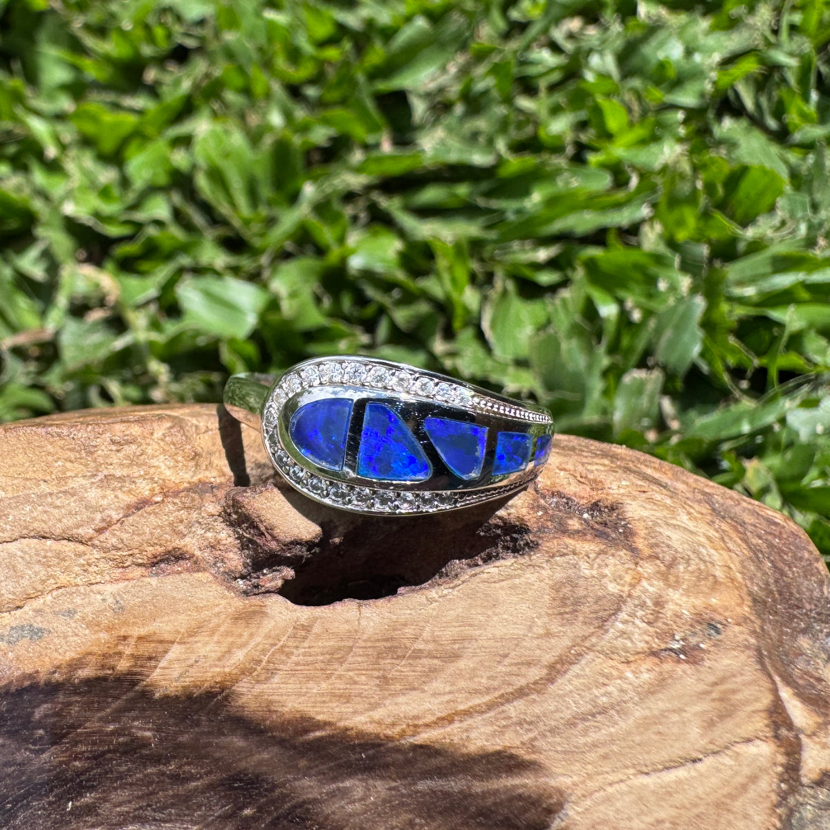 0.5ct Lightning Ridge Semi Black Opal Ring ~ 'Mount Kaputar Twilight' | 925 Sterling Silver | Solid Australian Opal