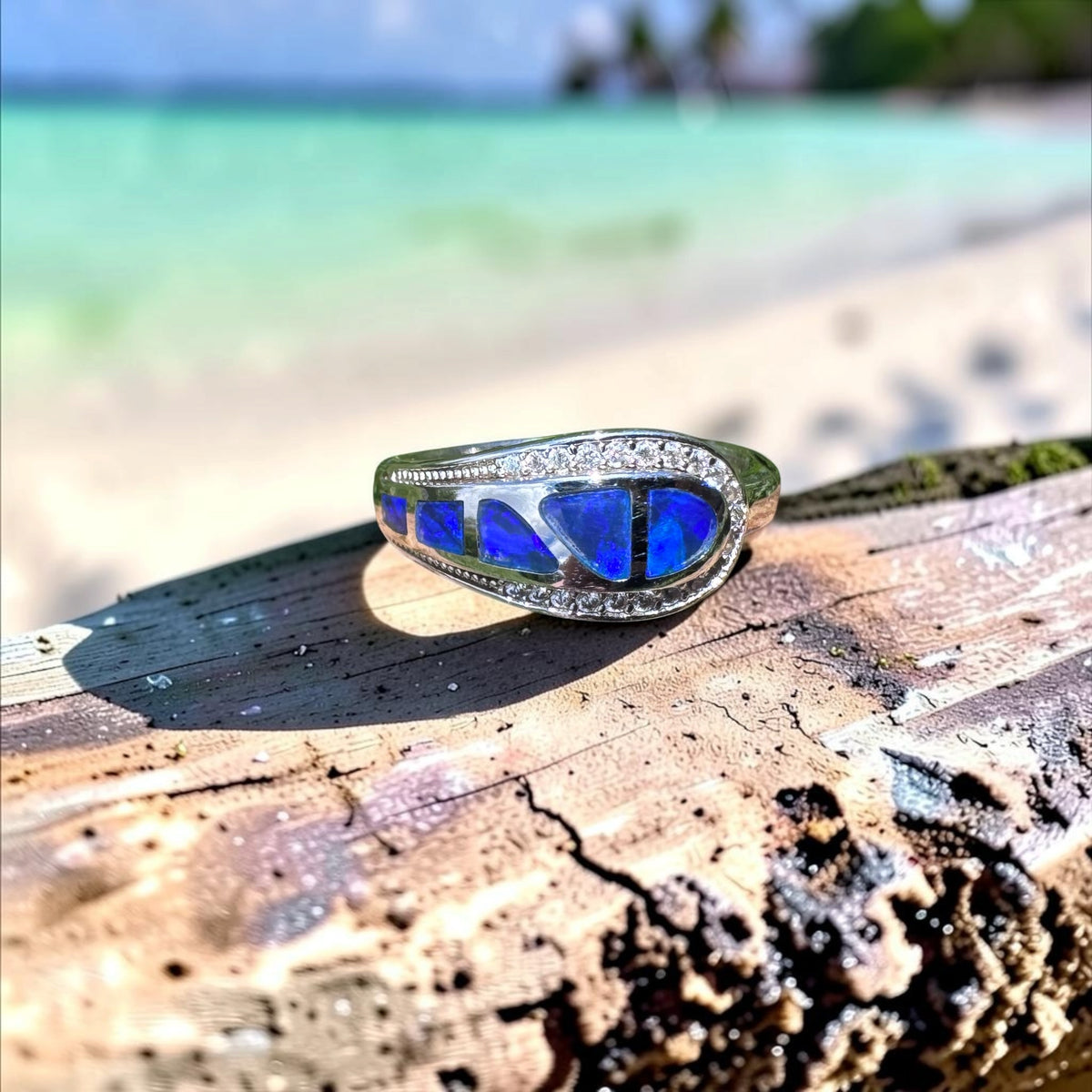 0.5ct Lightning Ridge Semi Black Opal Ring ~ 'Mount Kaputar Twilight' | 925 Sterling Silver | Solid Australian Opal