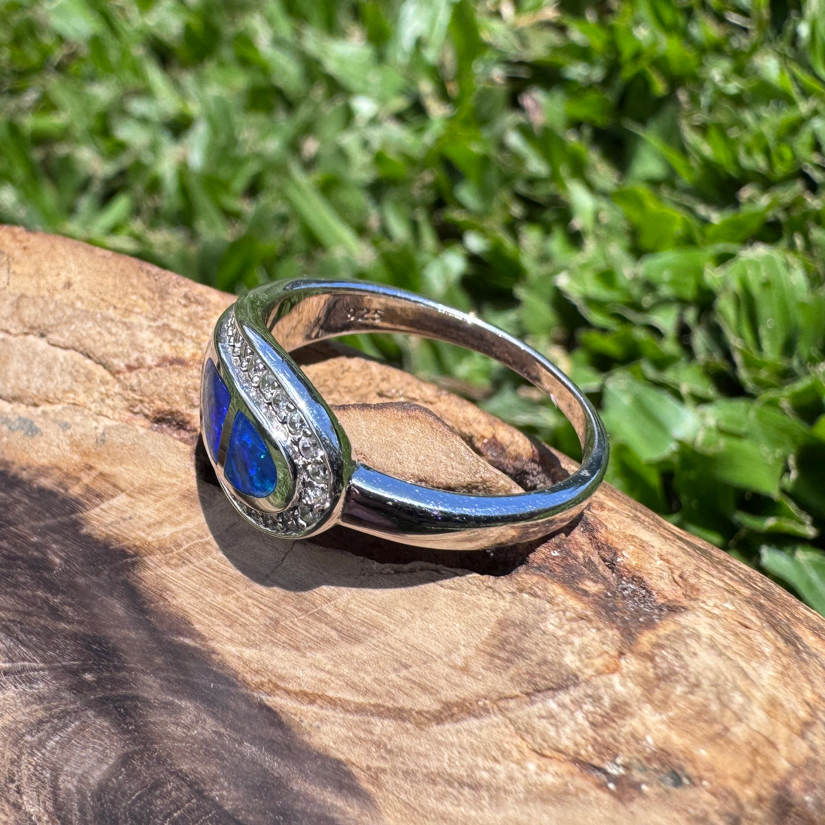 0.5ct Lightning Ridge Semi Black Opal Ring ~ 'Mount Kaputar Twilight' | 925 Sterling Silver | Solid Australian Opal