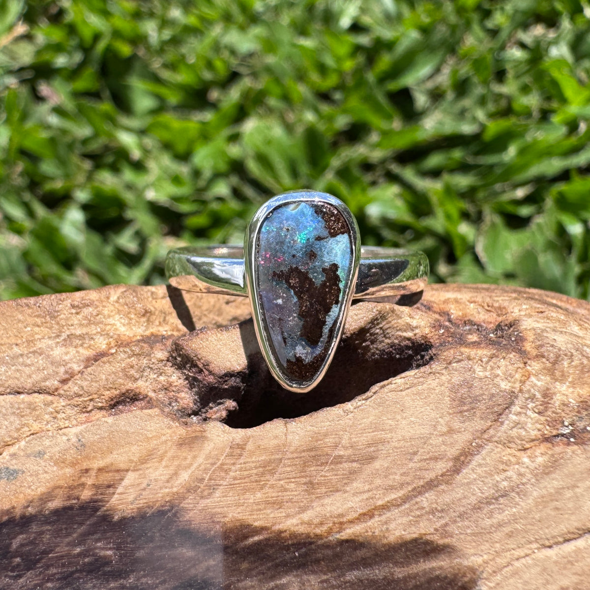 3.4ct Queensland Opal Ring ~ 'Freycinet Blues' | 925 Sterling Silver | Solid Australian Opal