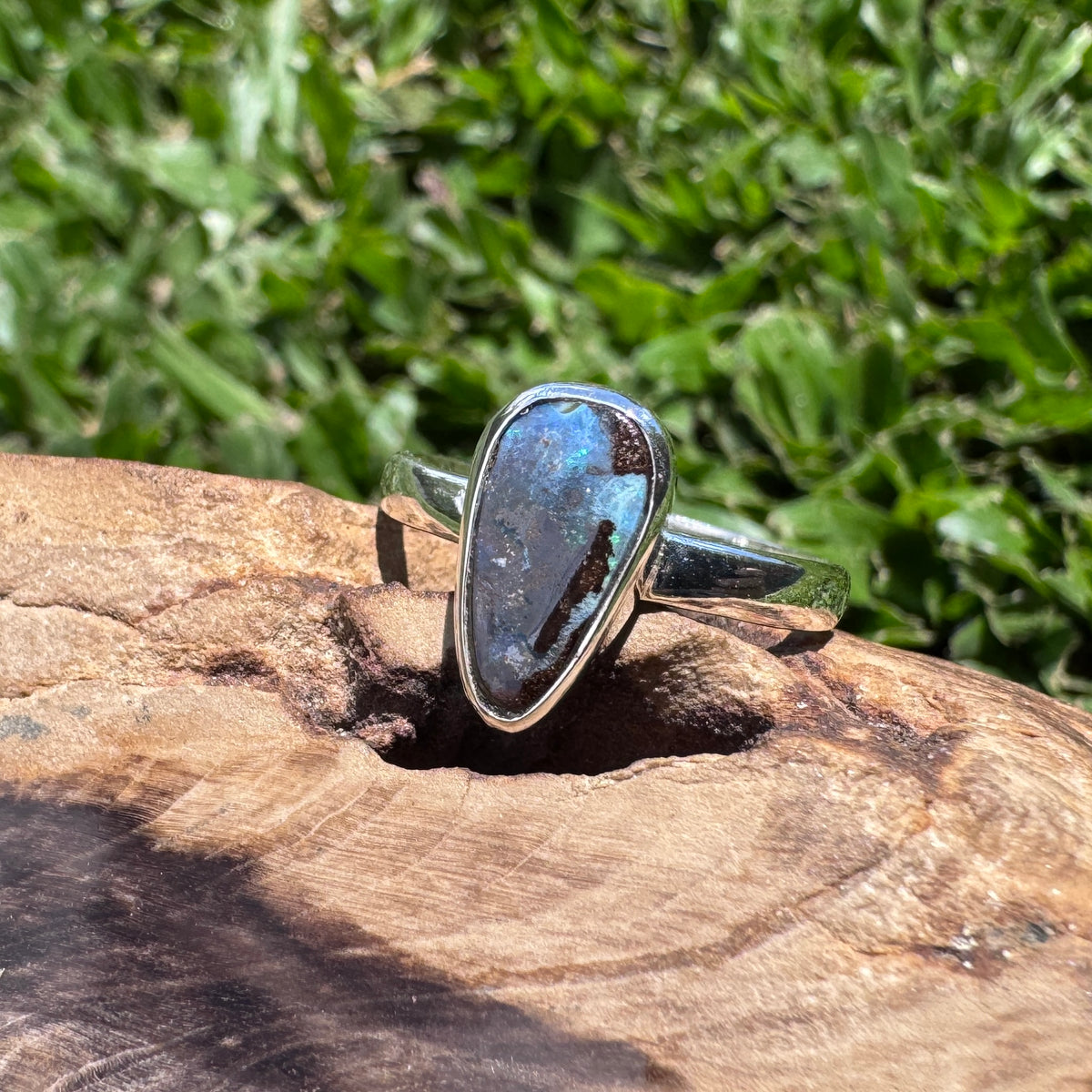 3.4ct Queensland Opal Ring ~ 'Freycinet Blues' | 925 Sterling Silver | Solid Australian Opal