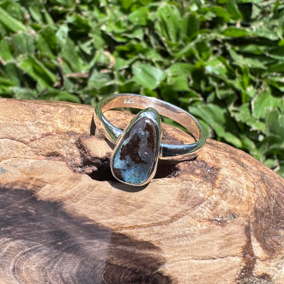 3.4ct Queensland Opal Ring ~ 'Freycinet Blues' | 925 Sterling Silver | Solid Australian Opal