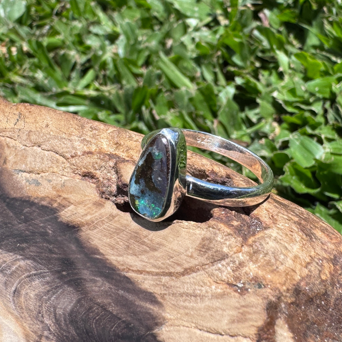 3.4ct Queensland Opal Ring ~ 'Freycinet Blues' | 925 Sterling Silver | Solid Australian Opal