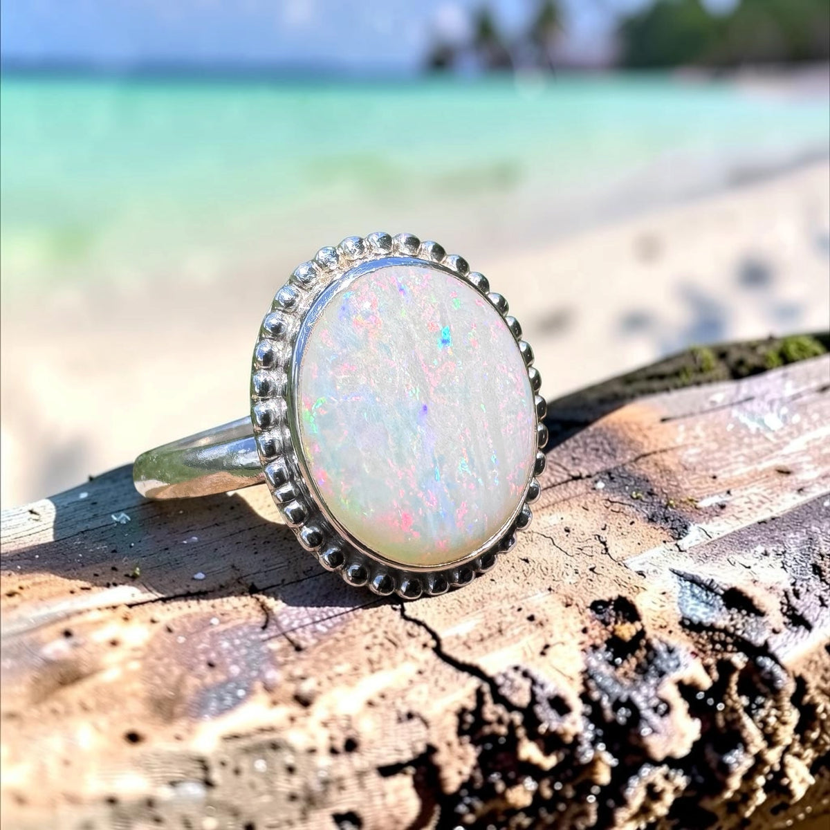 4ct Coober Pedy Opal Ring ~ 'Twelve Apostles Rainbow' | 925 Sterling Silver | Solid Australian Opal