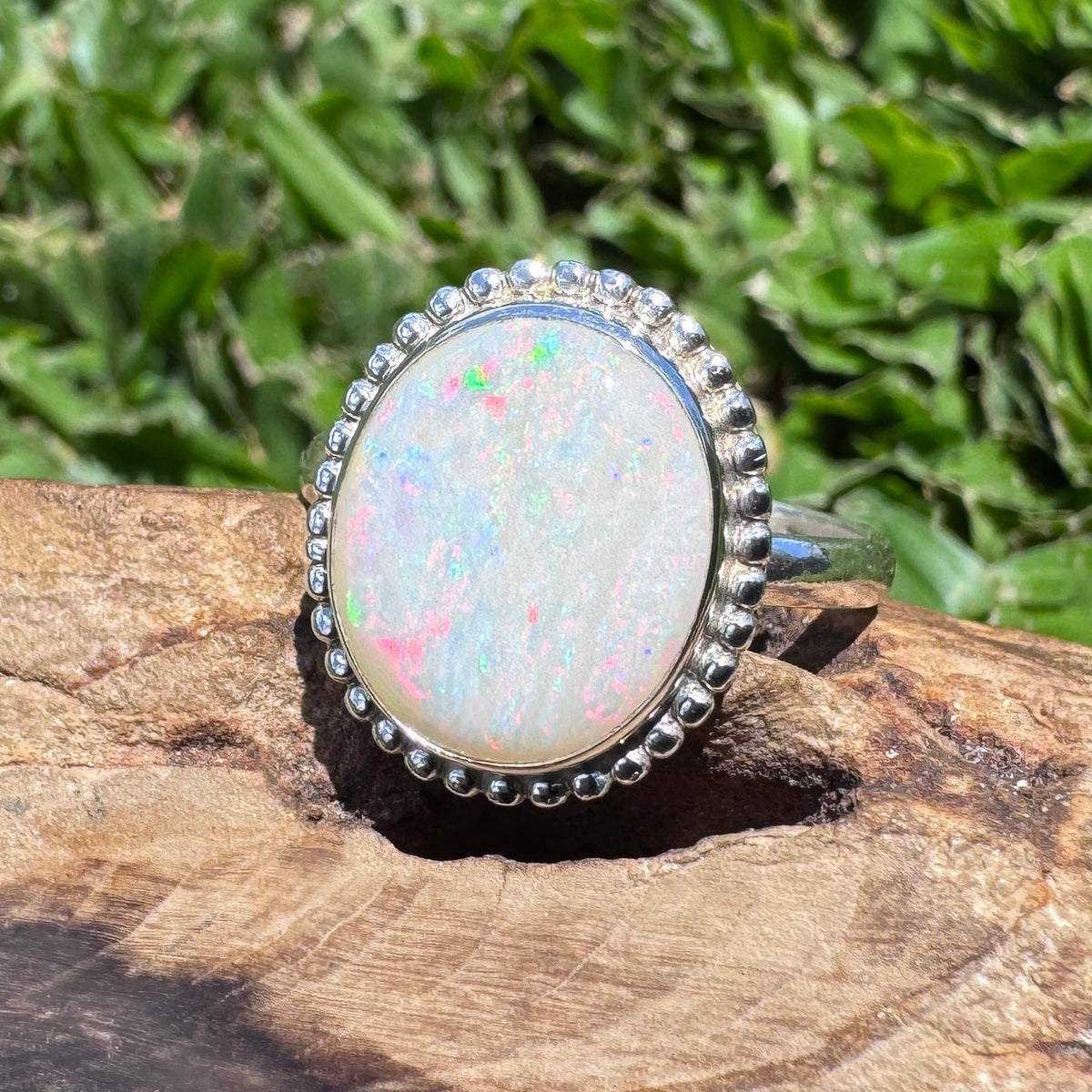 4ct Coober Pedy Opal Ring ~ 'Twelve Apostles Rainbow' | 925 Sterling Silver | Solid Australian Opal