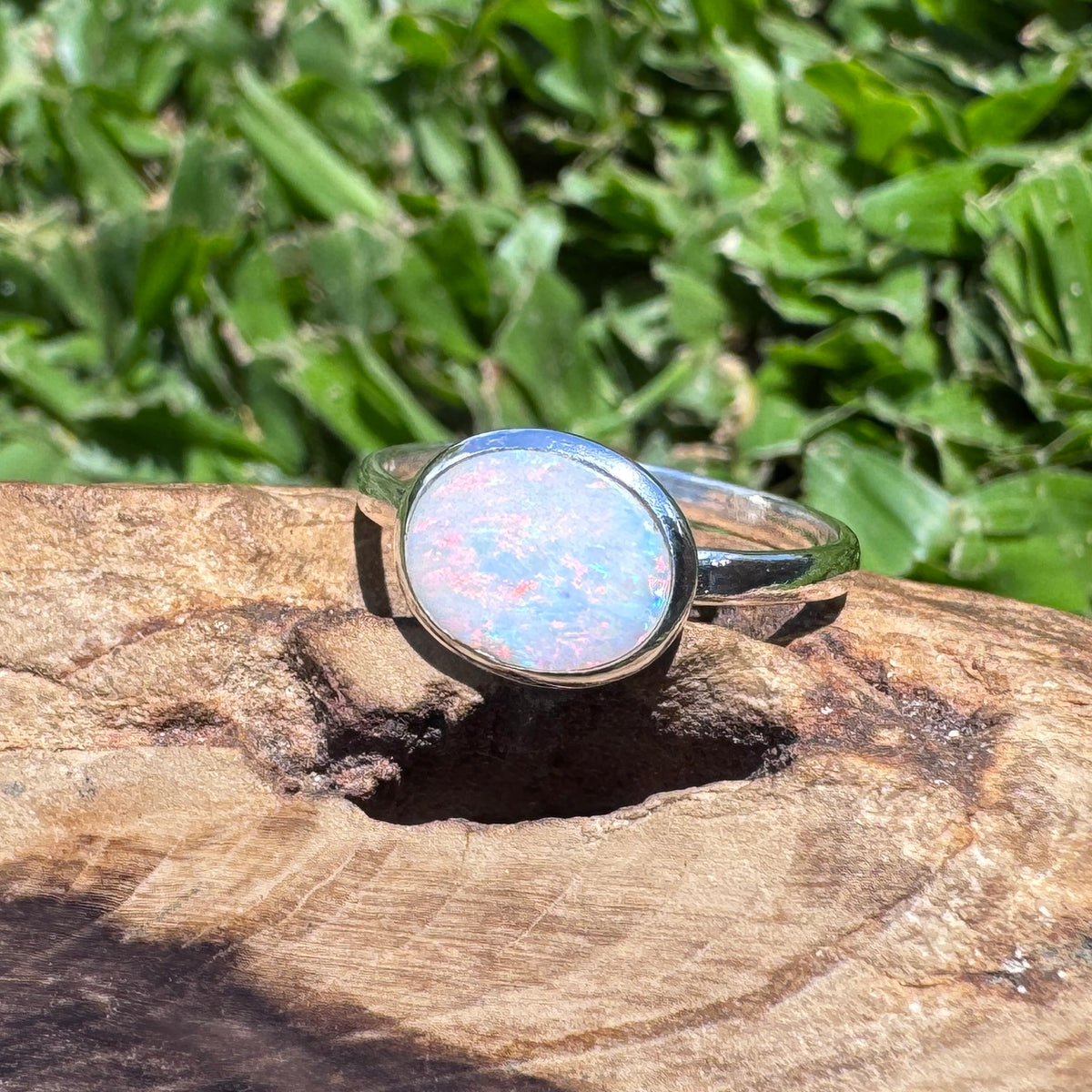 1ct Coober Pedy Opal Ring ~ 'Mission Beach Flash' | 925 Sterling Silver | Solid Australian Opal