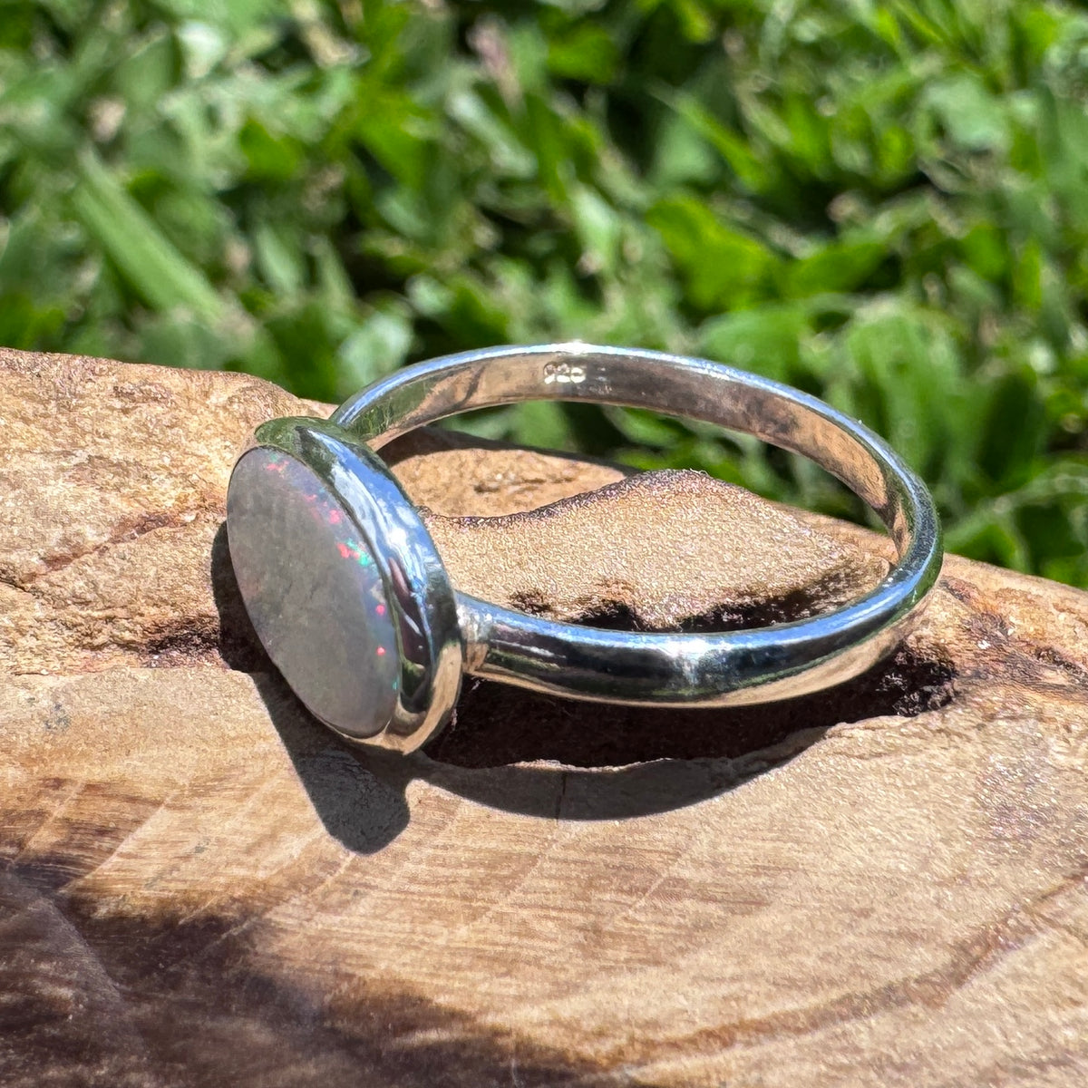 1ct Coober Pedy Opal Ring ~ 'Mission Beach Flash' | 925 Sterling Silver | Solid Australian Opal
