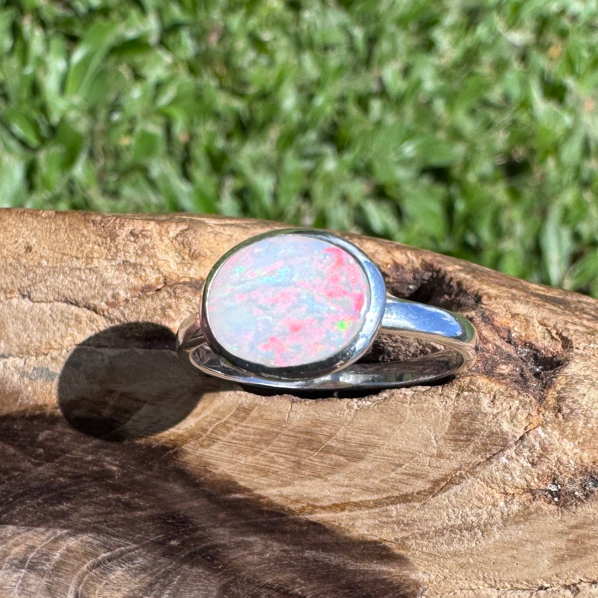1ct Coober Pedy Opal Ring ~ 'Mission Beach Flash' | 925 Sterling Silver | Solid Australian Opal