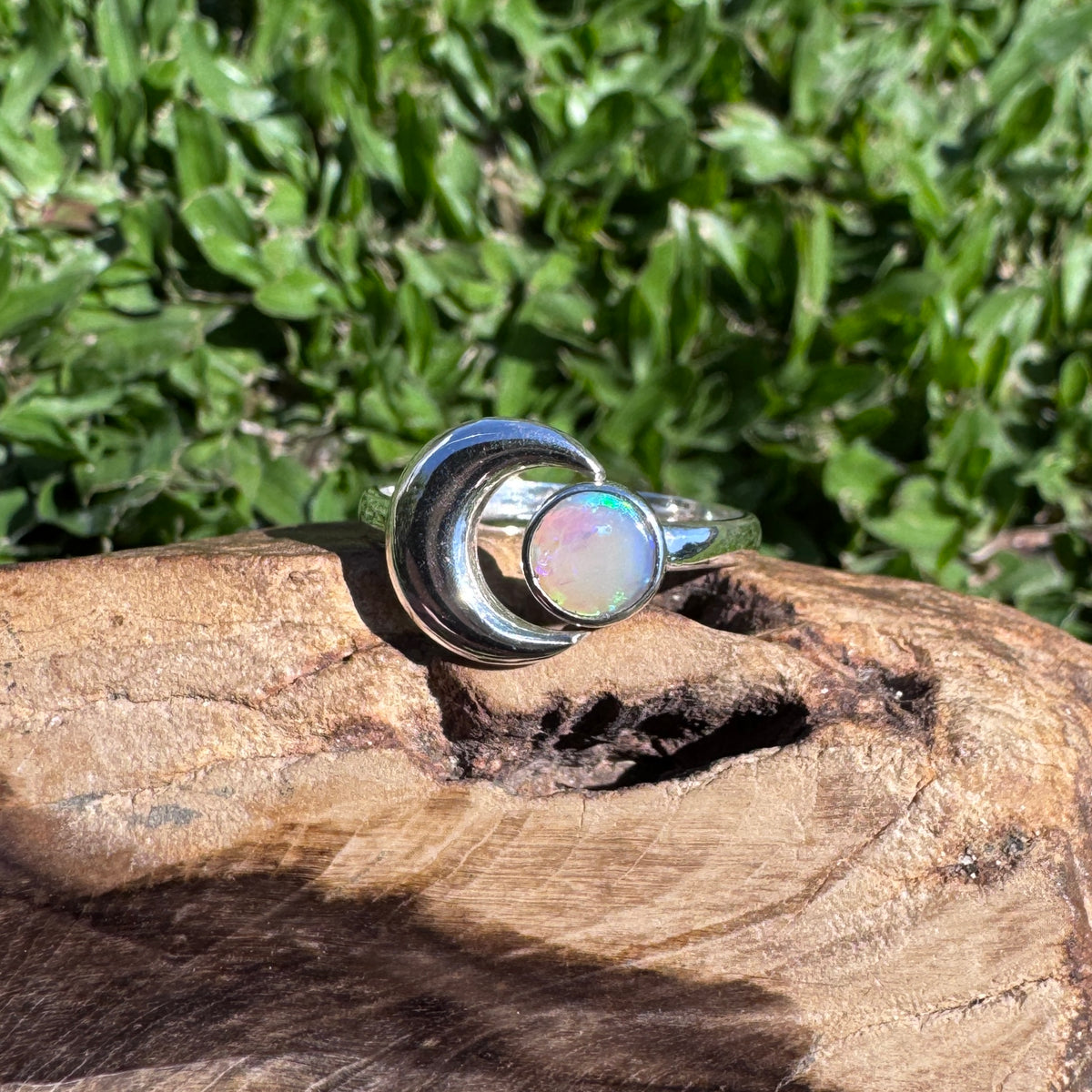 0.7ct Lightning Ridge Adjustable Opal Ring ~ 'Shark Bay Moonlight' | 925 Sterling Silver | Solid Australian Opal
