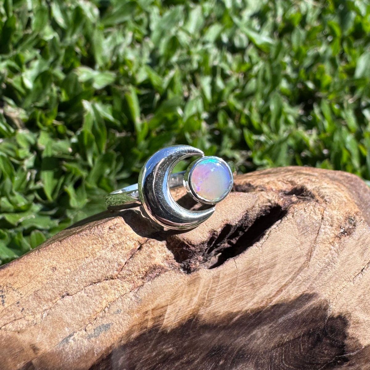 0.7ct Lightning Ridge Adjustable Opal Ring ~ 'Shark Bay Moonlight' | 925 Sterling Silver | Solid Australian Opal