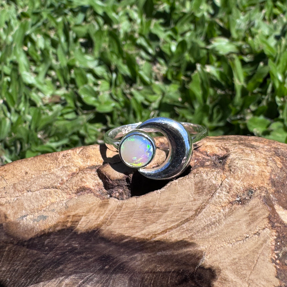 0.7ct Lightning Ridge Adjustable Opal Ring ~ 'Shark Bay Moonlight' | 925 Sterling Silver | Solid Australian Opal